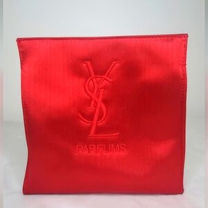 NWOT Yves Saint Laurent- parfume red satin cosmetic pouch-makeup,perfume,jewelry